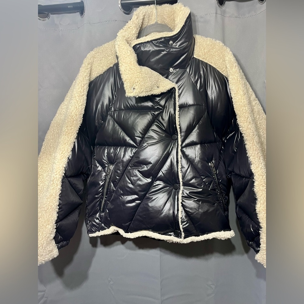 Heartloom Black and Cream Puffer Jacket